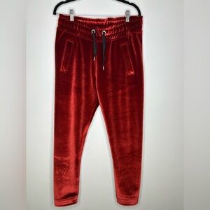 Ivy Park Size Small Red Velour Velvet Joggers Pull On Drawstring